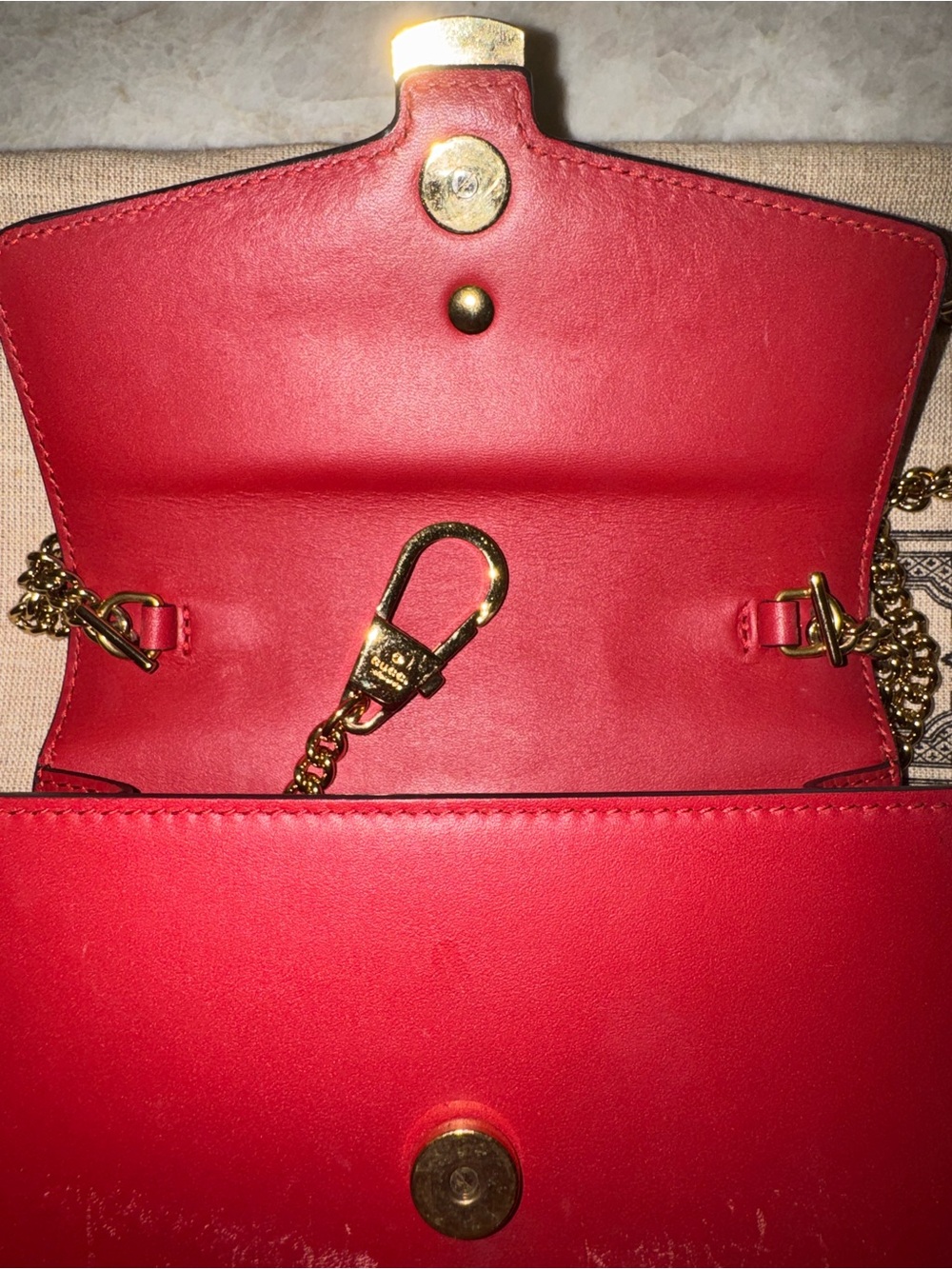 Gucci Red Leather Mini Sylvie Crossbody/Shoulder Bag with Gold Hardware - Picture 7 of 9
